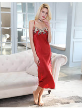 Women's Maxi Lace Silk Nightgown in red